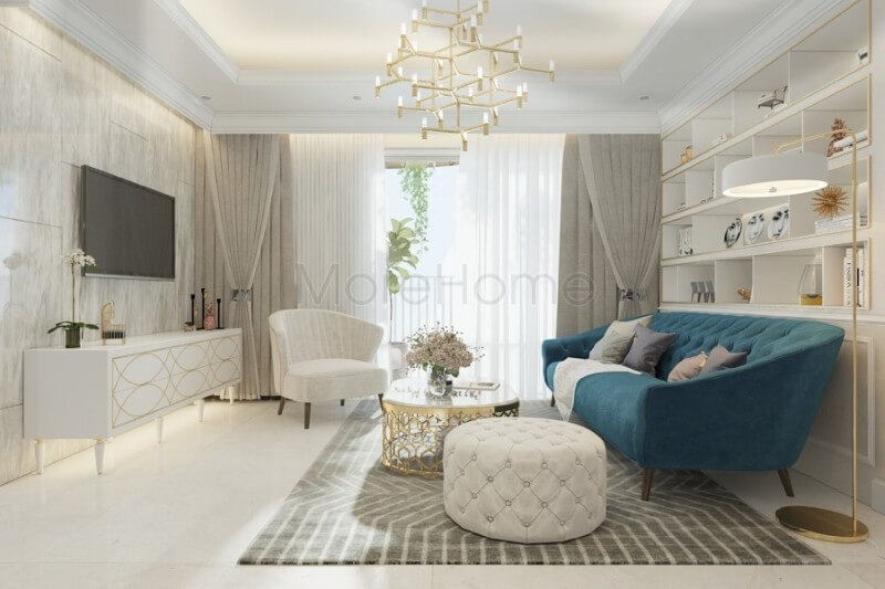 Thiết kế nội thất chung cư Vinhomes Central Park đẹp Thiết kế nội thất phòng khách đẹp cho chung cư 2 phòng ngủ