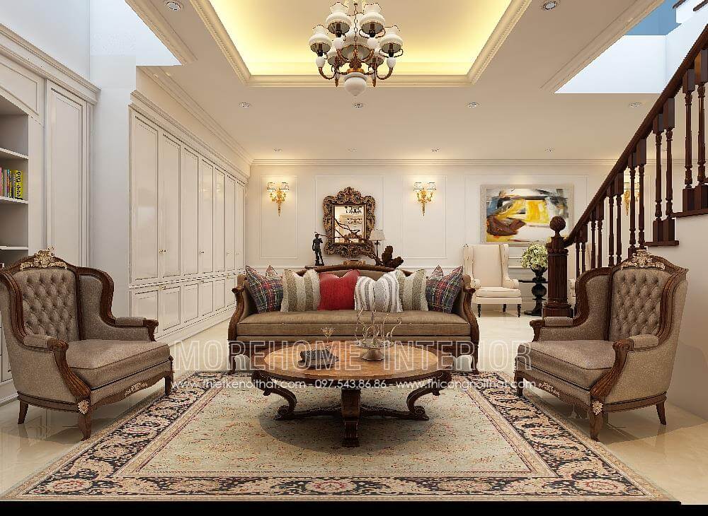 Moresofa gợi ý mẫu Sofa tân cổ điển đẹp cho phòng khách biệt thự Thiết kế nội thất