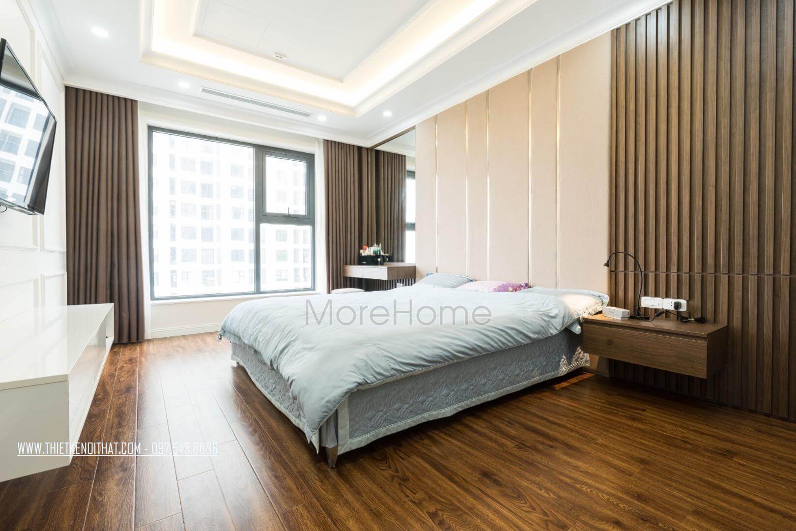 Không gian hiện đại tinh tế của phòng ngủ master của chung cư An Bình City Thiết kế chung cư