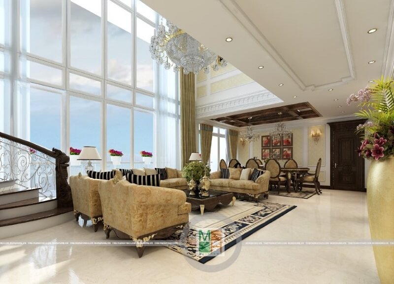 Thiết kế nội thất căn hộ chung cư Duplex Mandarin tân cổ điển mang đến cho gia chủ cảm giác thoải mái, đẳng cấp. Thiết kế chung cư
