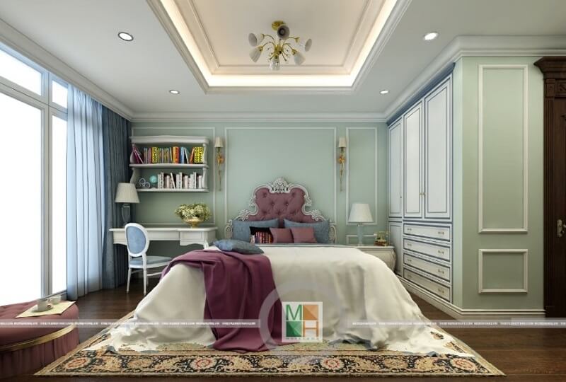 Thiết kế phòng ngủ chung cư tân cổ điển Thiết kế phòng ngủ chung cư tân cổ điển