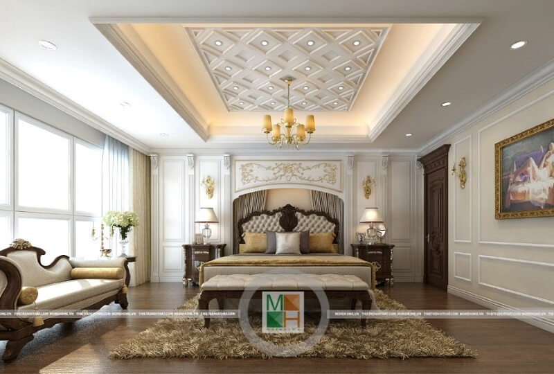 Thiết kế phòng ngủ chung cư tân cổ điển Thiết kế phòng ngủ chung cư tân cổ điển