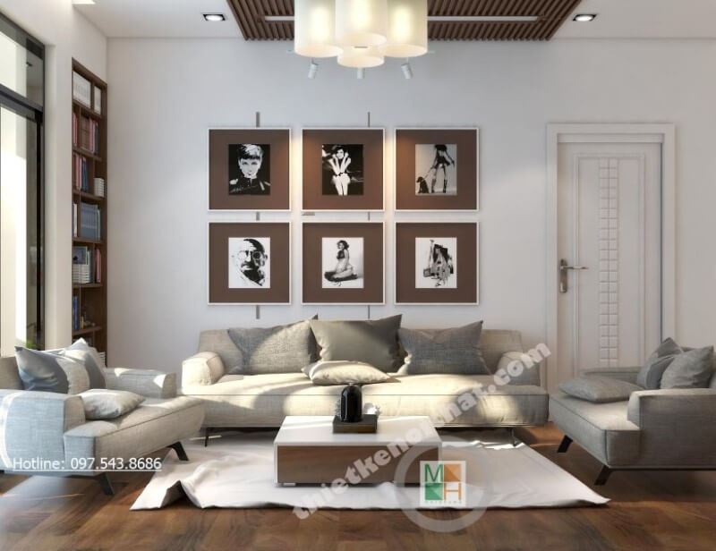 Không gian phòng khách nổi bật hơn với bộ sofa hiện đại thiết kế chung cư hiện đại
