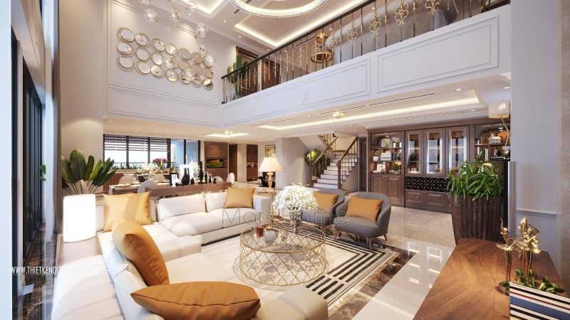 Thiết kế nội thất phòng khách căn chung cư dulex với phong cách hiện đại đầy sang trọng Thiết kế nội thất phòng khách chung cư hiện đại, đẹp