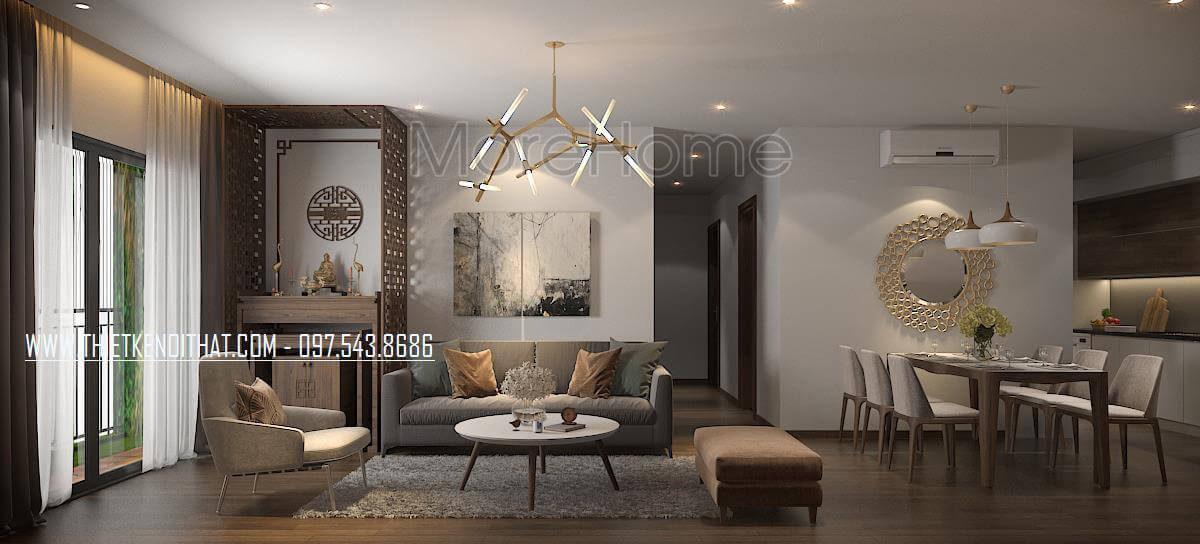 Thiết kế nội thất chung cư với nội thất phòng khách thiết kế hiện đại, sang trọng. Nội thất bố trí gọn gàng. Thiết kế nội thất phòng khách chung cư hiện đại, đẹp