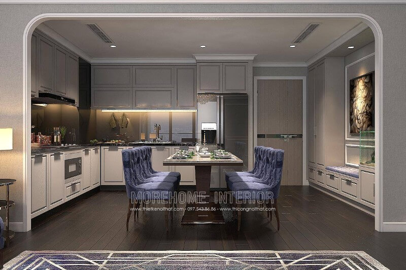 Thiết kế nội thất phòng bếp chung cư cao cấpđẹp mắt Thiết kế phòng bếp chung cư
