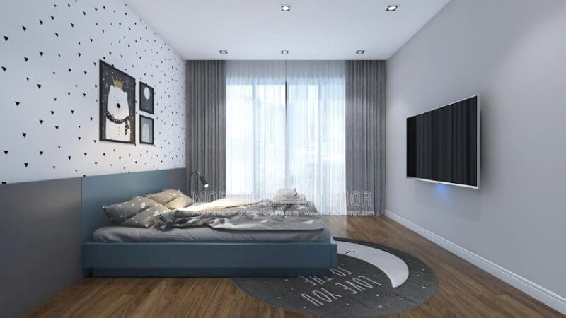 Ý tưởng trang trí phòng bé đơn giản với cửa lớn cùng rèm 2 lớp giúp phòng bé luôn tràn trề sinh khí nhưng vẫn giảm thiểu tối đa sức nóng ngày hè oi ả. Thiết kế nội thất chung cư đẹp, hiện đại
class=