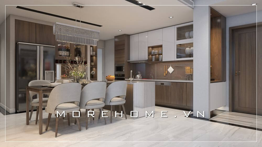 Thiết kế nội thất phòng bếp chung cư theo phong cách hiện đại, ấn tượng và tiện nghi cho người nội trợ Thiết kế chung cư