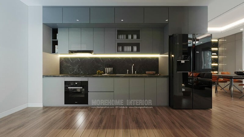 Mẫu tủ bếp chữ i đẹp phù hợp với mọi căn hộ chung cư Mẫu tủ bếp chung cư acrylic