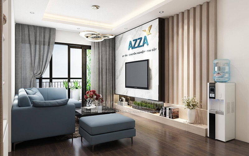 Trang trí phòng khách sử dụng đó đá nhân tạo LG ốp tường độc đáo, sang trọng