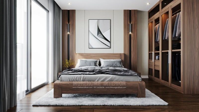 Thiết kế phòng ngủ hiện đại với nội thất đồ gỗ