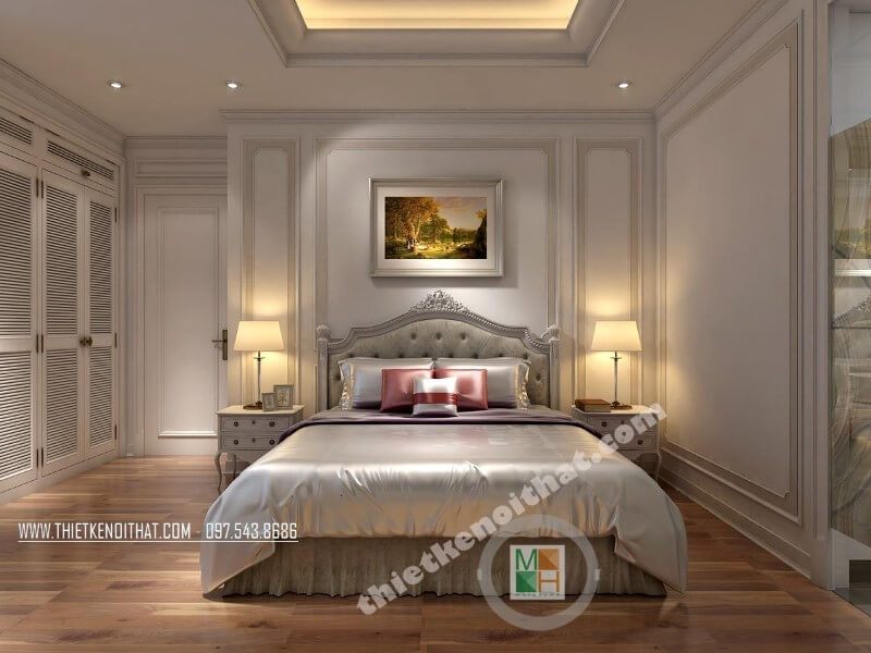 Trang trí nội thất phòng ngủ chung cư sang trọng với phong cách tân cổ điển