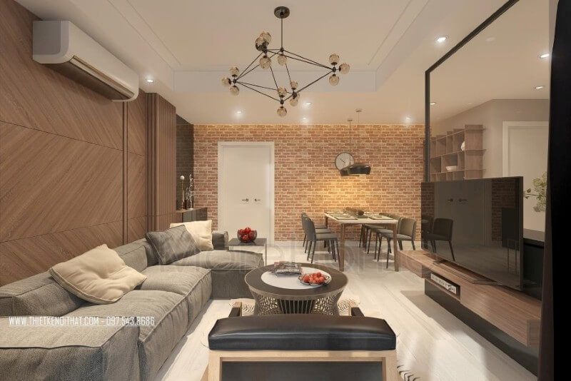 Kệ ti vi treo tường là lựa chọn hoàn hảo để trang trí không gian chung cư nhỏ hiện đại.