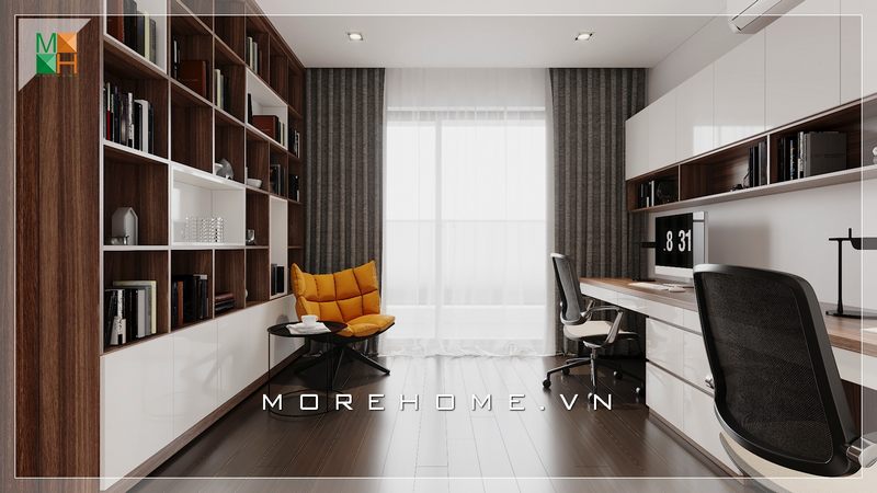Mẫu thiết kế nội thất cho các công trình như chung cư, nhà phố, biệt thự theo phong cách hiện đại được thiết kế với cửa ban công thông thoáng, cho phép ánh sáng tự nhiên chiếu vào.